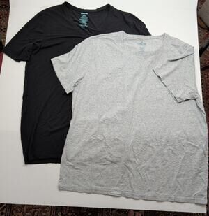 2 Tommy John Men's T-Shirts 2XL Black Second Skin V Neck Gray Crew Neck